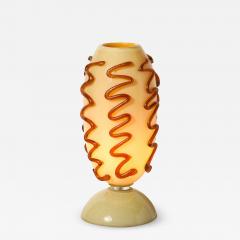 Mid Century Hand Blown Murano Glass Uplight in Vellum Hue w Sandstone Trailing - 4623405