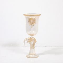 Mid Century Hand Blown Murano Glass Urn Form Vase w Sculptural Elephants Motifs - 4231252