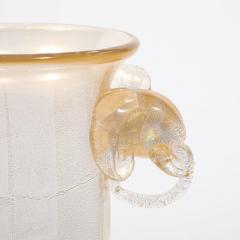 Mid Century Hand Blown Murano Glass Urn Form Vase w Sculptural Elephants Motifs - 4231255