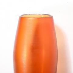 Mid Century Hand Blown Murano Glass Vase in Apricot W Fine Reeded Detailing - 4233659