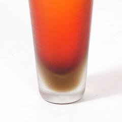 Mid Century Hand Blown Murano Glass Vase in Apricot W Fine Reeded Detailing - 4233660