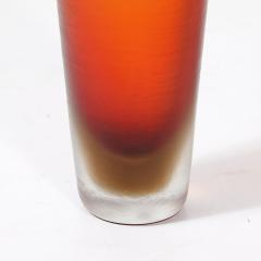 Mid Century Hand Blown Murano Glass Vase in Apricot W Fine Reeded Detailing - 4233667