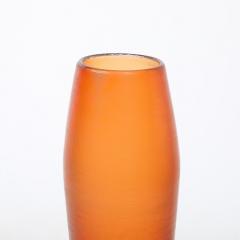 Mid Century Hand Blown Murano Glass Vase in Apricot W Fine Reeded Detailing - 4233668