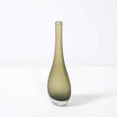 Mid Century Hand Blown Murano Glass Vase in Sap Green W Fine Textural Detailing - 4233607