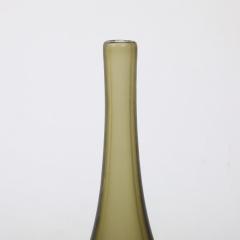 Mid Century Hand Blown Murano Glass Vase in Sap Green W Fine Textural Detailing - 4233616