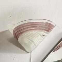 Mid Century Hand Blown Murano Smoked Lavender Transparent Glass Sconces - 3998101