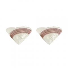 Mid Century Hand Blown Murano Smoked Lavender Transparent Glass Sconces - 3998116