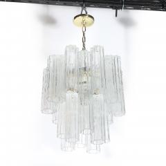 Mid Century Hand Blown Two Tier Stepped Murano Glass Tronchie Chandelier - 4826791