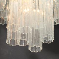 Mid Century Hand Blown Two Tier Stepped Murano Glass Tronchie Chandelier - 4826793
