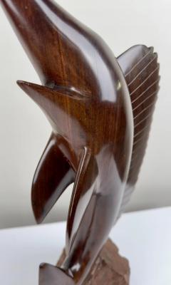 Mid Century Hand Carved Iron Wood Swordfish Sculpture - 3576580