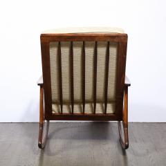 Mid Century Hand Rubbed Walnut Rocking Chair in Holly Hunt Champagne Upholstery - 2143923