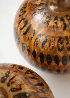 Mid Century Hand Thrown Tortoise Shell Glazed Ceramic Lamps - 1546902