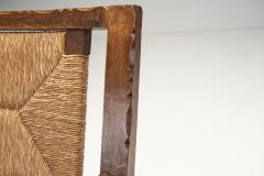 Mid Century Handcrafted Wood and Woven Straw Armchairs Europe ca 1950s - 2787032