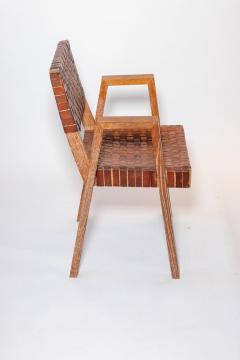 Mid Century Handwoven Leather and Wood Chair France circa 1940s - 1960811