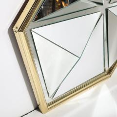 Mid Century Hexagonal Segmented Kaleidoscopic Mirror W Rounded Brass Frame - 4304305