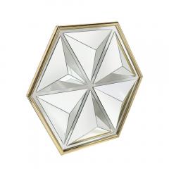 Mid Century Hexagonal Segmented Kaleidoscopic Mirror W Rounded Brass Frame - 4304321