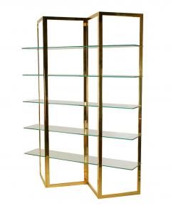 Mid Century Hollywood Regency Brass Glass Etagere Shelving Unit or Wall Unit - 2058934