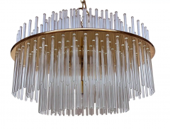 Mid Century Hollywood Regency Brass and Glass Rod Hanging Light or Chandelier - 2580791