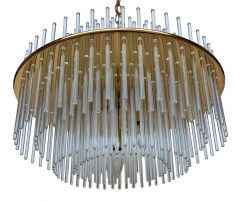 Mid Century Hollywood Regency Brass and Glass Rod Hanging Light or Chandelier - 2580794
