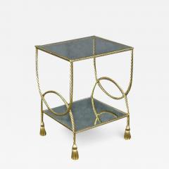 Mid Century Hollywood Regency Gilt Metal Glass Top Two Tier Side Table - 2823197