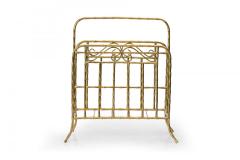 Mid Century Hollywood Regency Style Faux Bamboo Brass Magazine Stand - 4520661