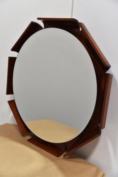 Mid Century ITALIAN Rosewood Octagon Mirror - 3180379