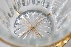 Mid Century Ice Bucket and Tong in Crystal and Brass France 1960s - 4396382