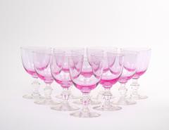 Mid Century Ice Pink Crystal Barware Goblet Service 10 People - 3177242