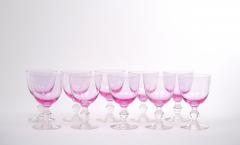 Mid Century Ice Pink Crystal Barware Goblet Service 10 People - 3177243