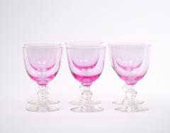 Mid Century Ice Pink Crystal Barware Goblet Service 10 People - 3177244