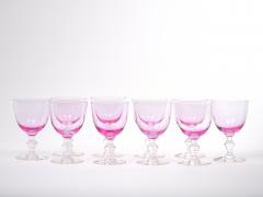 Mid Century Ice Pink Crystal Barware Goblet Service 10 People - 3177245