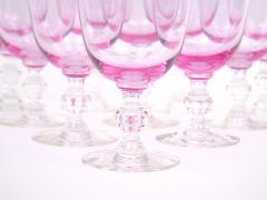 Mid Century Ice Pink Crystal Barware Goblet Service 10 People - 3177247