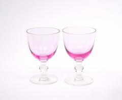 Mid Century Ice Pink Crystal Barware Goblet Service 10 People - 3177249