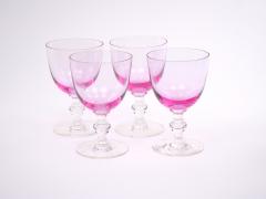 Mid Century Ice Pink Crystal Barware Goblet Service 10 People - 3177251