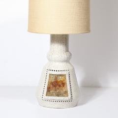 Mid Century Illuminated Amber Resin Naturalistic Motif White Ceramic Table Lamp - 3998253