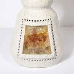 Mid Century Illuminated Amber Resin Naturalistic Motif White Ceramic Table Lamp - 3998298