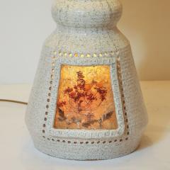 Mid Century Illuminated Amber Resin Naturalistic Motif White Ceramic Table Lamp - 3998300