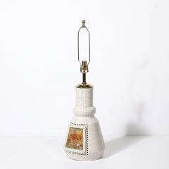 Mid Century Illuminated Amber Resin Naturalistic Motif White Ceramic Table Lamp - 3998306