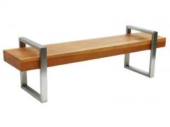 Mid Century Industrial Modern Long Bench or Coffee Table in Stainless Oak - 3562219