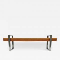 Mid Century Industrial Modern Long Bench or Coffee Table in Stainless Oak - 3563776