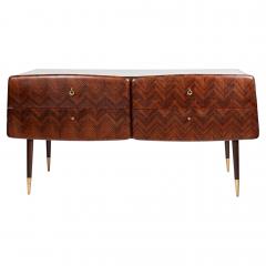 Mid Century Italian Angular Sideboard Dresser In Chevron Veneer - 4586867