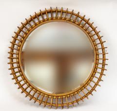 Mid Century Italian Bamboo Sunburst Mirror - 3692749