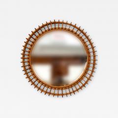 Mid Century Italian Bamboo Sunburst Mirror - 3697393