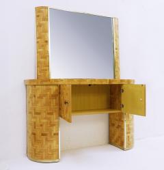 Mid Century Italian Bamboo Vanity Table with Mirror - 3057865