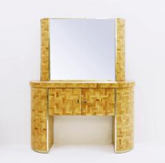 Mid Century Italian Bamboo Vanity Table with Mirror - 3057867