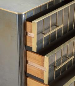 Mid Century Italian Blue Iridescent Veneered Chest of Drawers - 4226281
