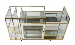 Mid Century Italian Brass And Glass Console Shelves Cart - 3894056