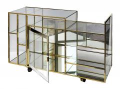 Mid Century Italian Brass And Glass Console Shelves Cart - 3894057