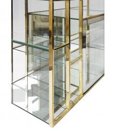 Mid Century Italian Brass And Glass Console Shelves Cart - 3894059