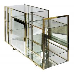 Mid Century Italian Brass And Glass Console Shelves Cart - 3894062